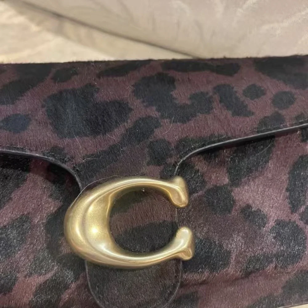 Coach Brown and Black Leopard Shoulder Bag with Gold 'C' - Picture 3 of 6